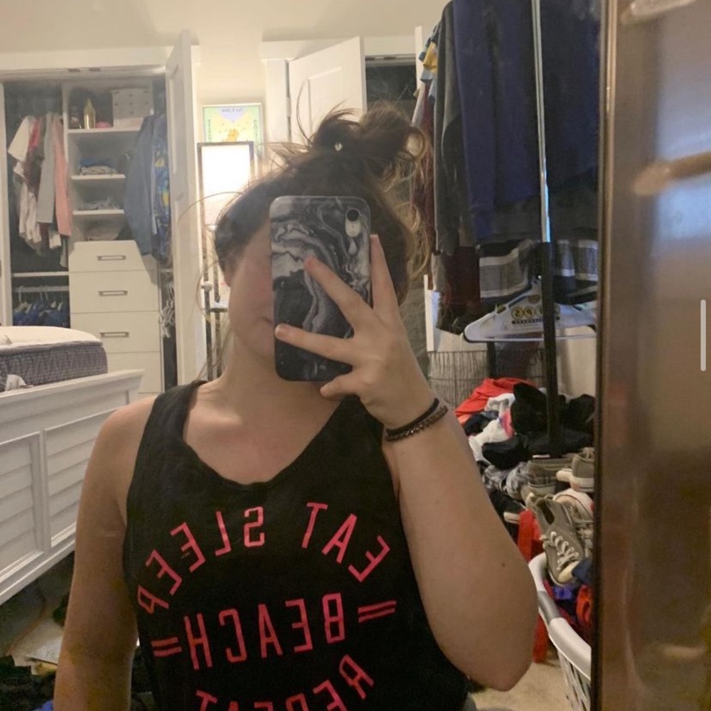 Pink “eat sleep beach repeat” tank - Picture 2 of 2